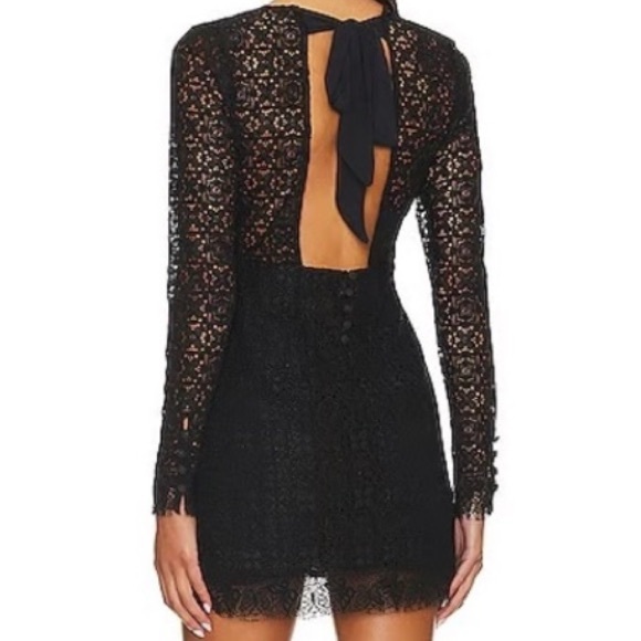 NWT FREE PEOPLE honey honey black lace long sleeve mini dress size 4 - Picture 2 of 16
